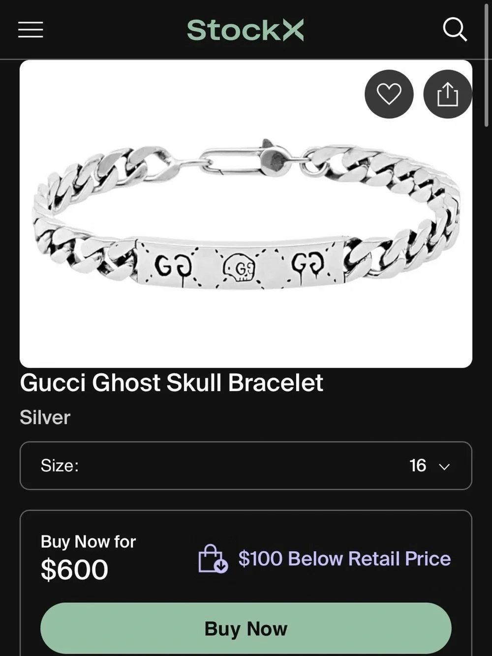 Sterling Silver GucciGhost Hamlet Skull ID Chain Bracelet